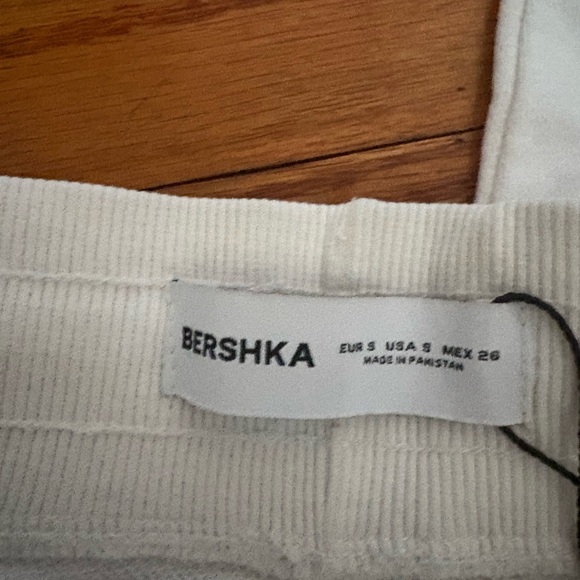 BERSHKA Off-White Ribbed Knit Sweatpants - Picture 3 of 7